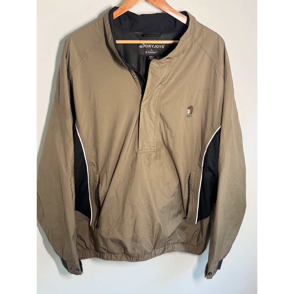 FootJoy DryJoys Shinnecock Hills Golf Club Windbreaker Pullover Tan Mens XL